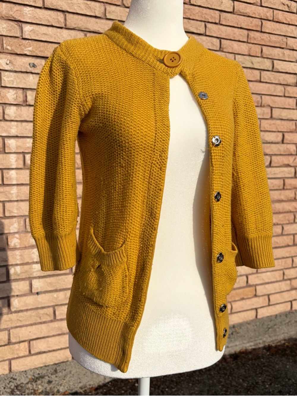 Vintage y2k Forever 21 Mustard Yellow Retro Wool Blend Cardigan